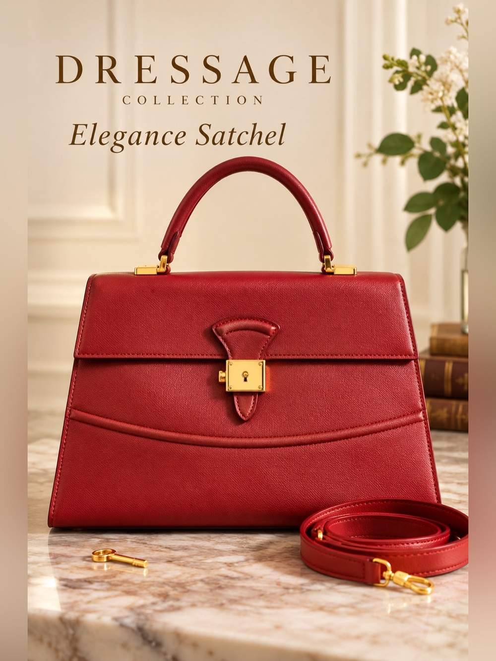 Dressage Collection Elegance Satchel Brick Red Leather Bag